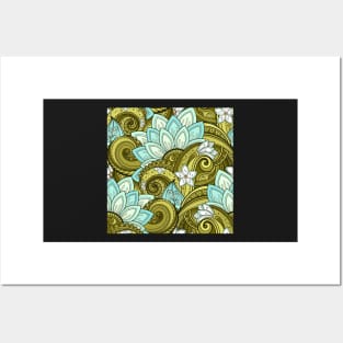 Paisley Print with Vintage Floral Motifs Posters and Art